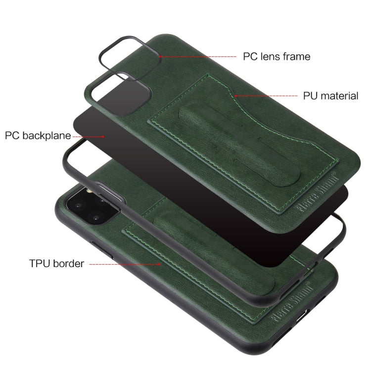 For iPhone 11 Fierre Shann Full Coverage Protective Leather Case with Holder & Card Slot
