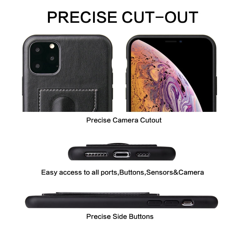 For iPhone 11 Pro Max Fierre Shann Full Coverage Protective Leather Case with Holder & Card Slot