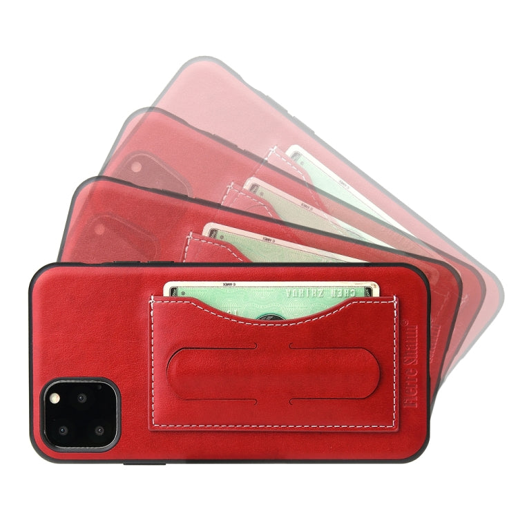 For iPhone 11 Pro Max Fierre Shann Full Coverage Protective Leather Case with Holder & Card Slot