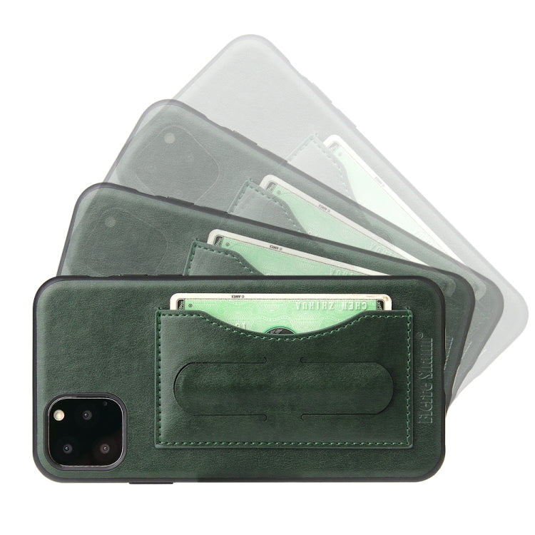 For iPhone 11 Pro Max Fierre Shann Full Coverage Protective Leather Case with Holder & Card Slot