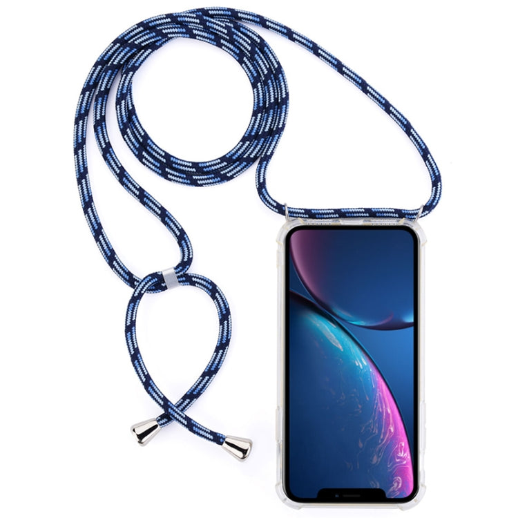For iPhone XR Four-Corner Anti-Fall Transparent TPU Mobile Phone Case With Lanyard