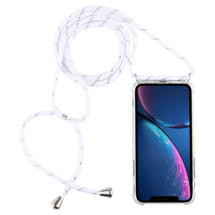 For iPhone XR Four-Corner Anti-Fall Transparent TPU Mobile Phone Case With Lanyard