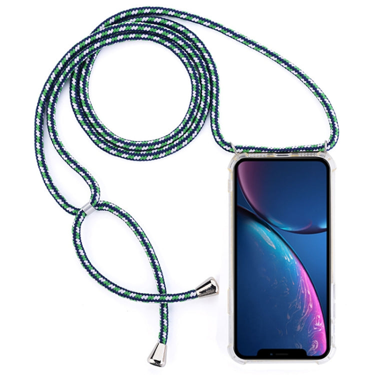 For iPhone XR Four-Corner Anti-Fall Transparent TPU Mobile Phone Case With Lanyard