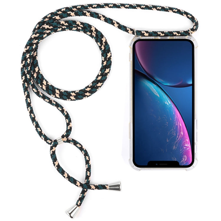 For iPhone XR Four-Corner Anti-Fall Transparent TPU Mobile Phone Case With Lanyard