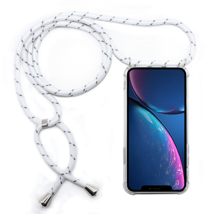 For iPhone XR Four-Corner Anti-Fall Transparent TPU Mobile Phone Case With Lanyard