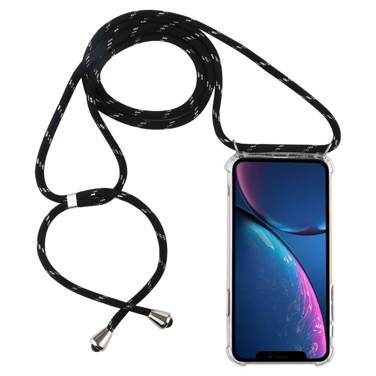 For iPhone XR Four-Corner Anti-Fall Transparent TPU Mobile Phone Case With Lanyard