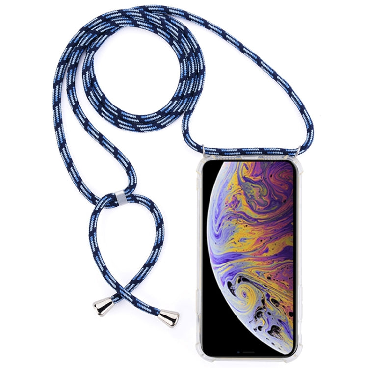 For iPhone XS Max Four-Corner Anti-Fall Transparent TPU Mobile Phone Case With Lanyard