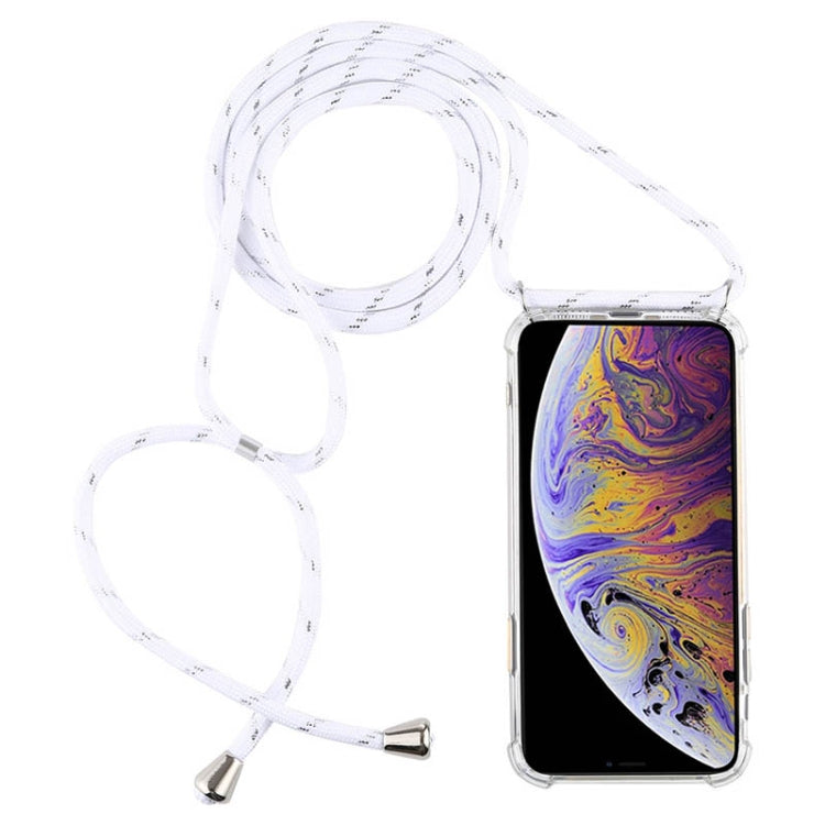 For iPhone XS Max Four-Corner Anti-Fall Transparent TPU Mobile Phone Case With Lanyard