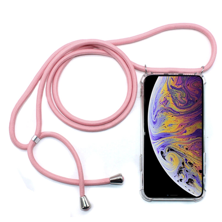 For iPhone XS Max Four-Corner Anti-Fall Transparent TPU Mobile Phone Case With Lanyard