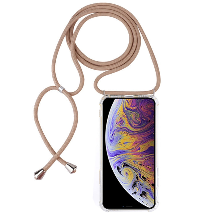 For iPhone XS Max Four-Corner Anti-Fall Transparent TPU Mobile Phone Case With Lanyard