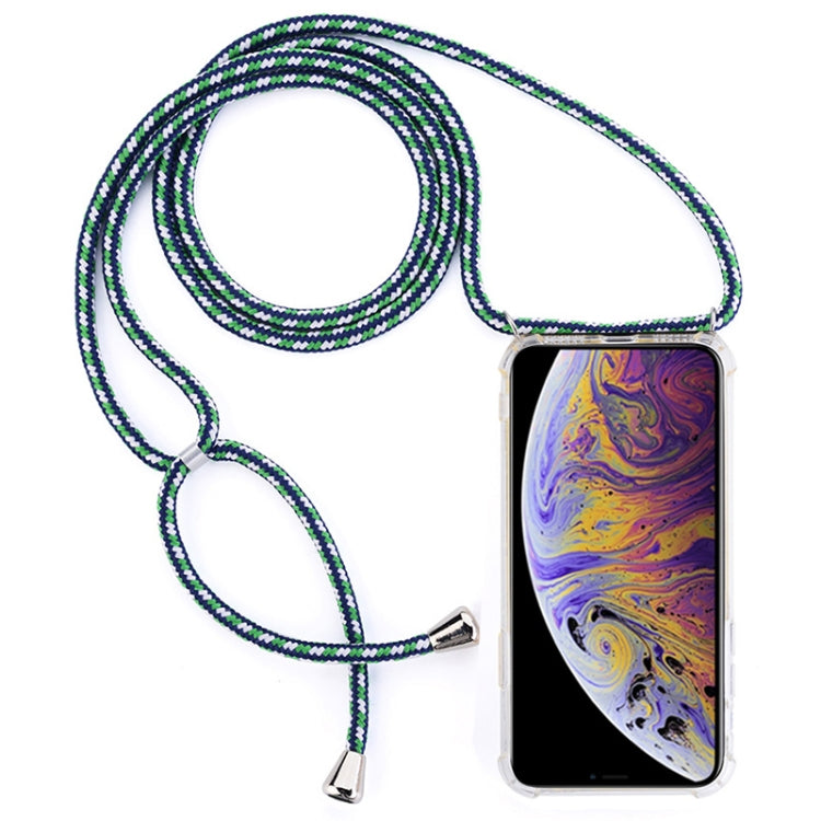 For iPhone XS Max Four-Corner Anti-Fall Transparent TPU Mobile Phone Case With Lanyard