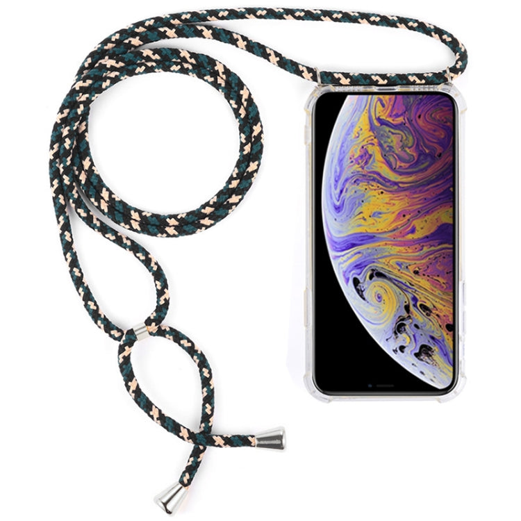 For iPhone XS Max Four-Corner Anti-Fall Transparent TPU Mobile Phone Case With Lanyard