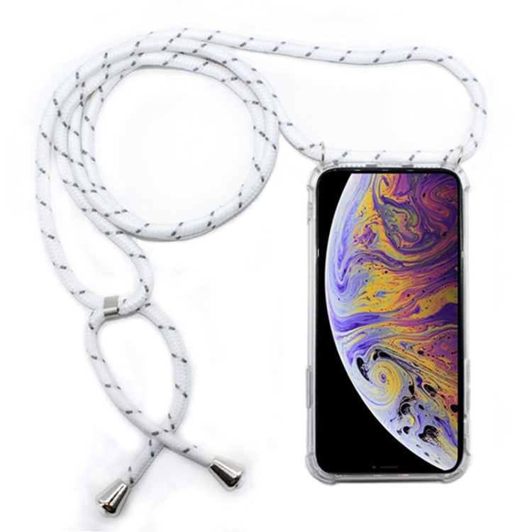 For iPhone XS Max Four-Corner Anti-Fall Transparent TPU Mobile Phone Case With Lanyard