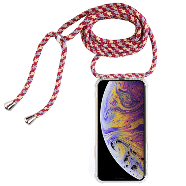 For iPhone XS Max Four-Corner Anti-Fall Transparent TPU Mobile Phone Case With Lanyard