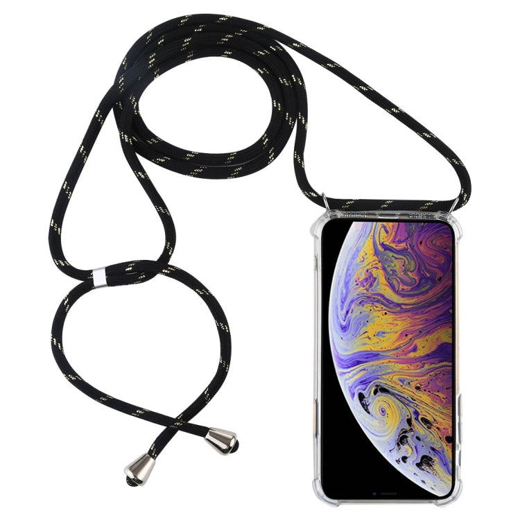 For iPhone XS Max Four-Corner Anti-Fall Transparent TPU Mobile Phone Case With Lanyard