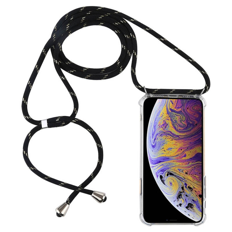 For iPhone XS Max Four-Corner Anti-Fall Transparent TPU Mobile Phone Case With Lanyard