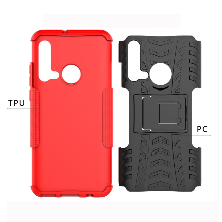 Tire Texture TPU+PC Shockproof Protective Case with Holder for Huawei P20 Lite 2019