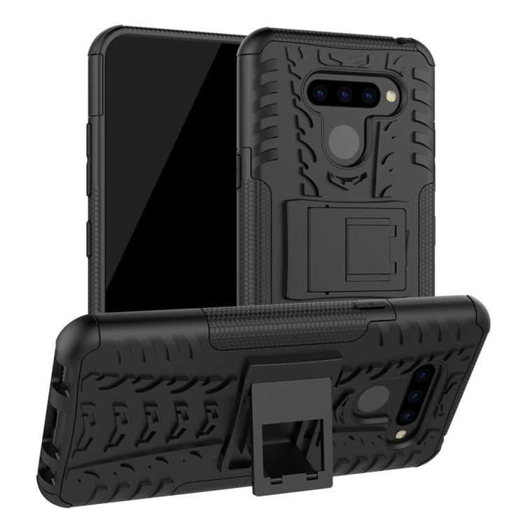 Tire Texture TPU+PC Shockproof Protective Case with Holder for LG Q60