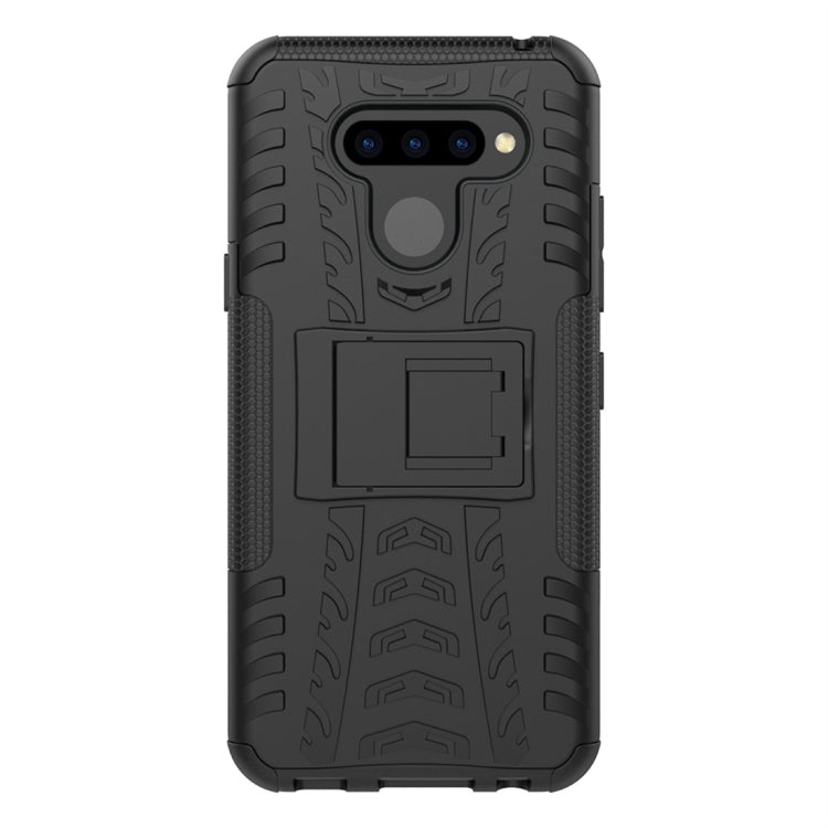 Tire Texture TPU+PC Shockproof Protective Case with Holder for LG Q60
