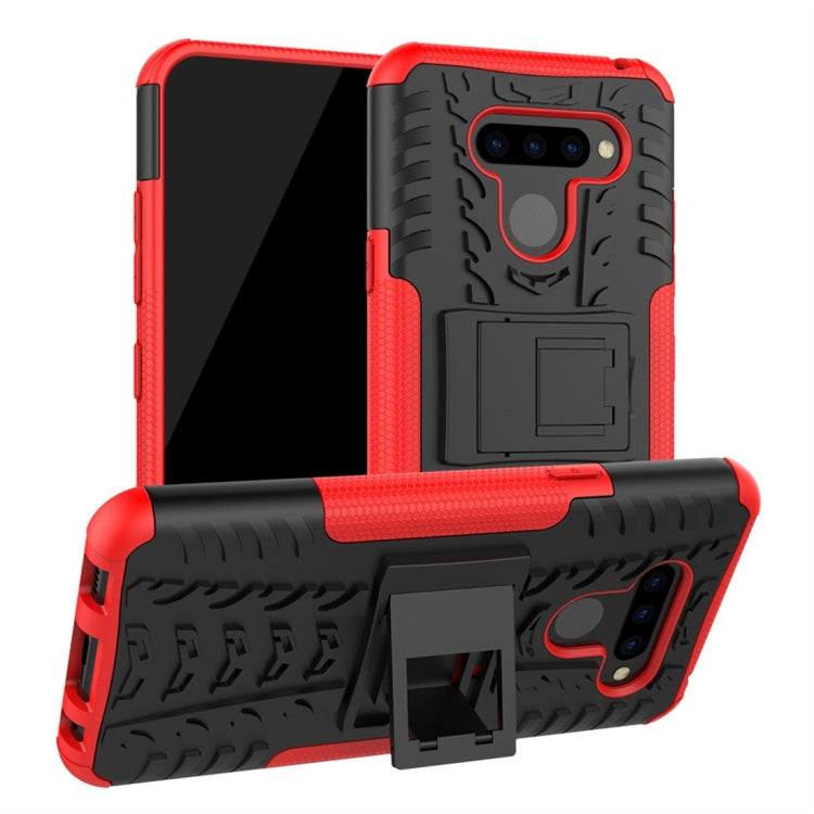 Tire Texture TPU+PC Shockproof Protective Case with Holder for LG Q60
