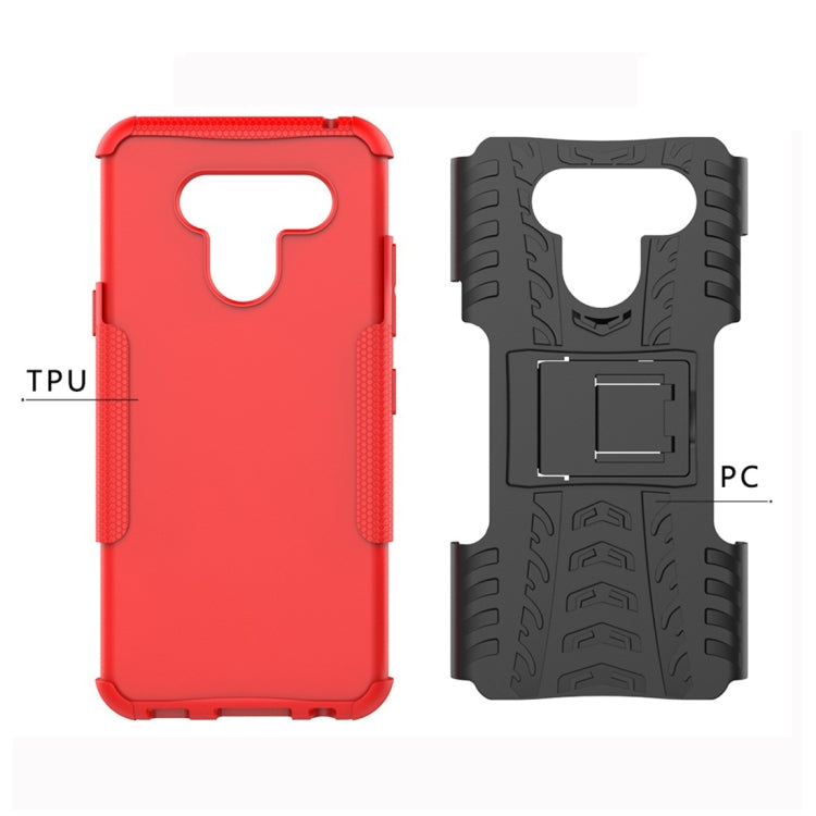 Tire Texture TPU+PC Shockproof Protective Case with Holder for LG Q60