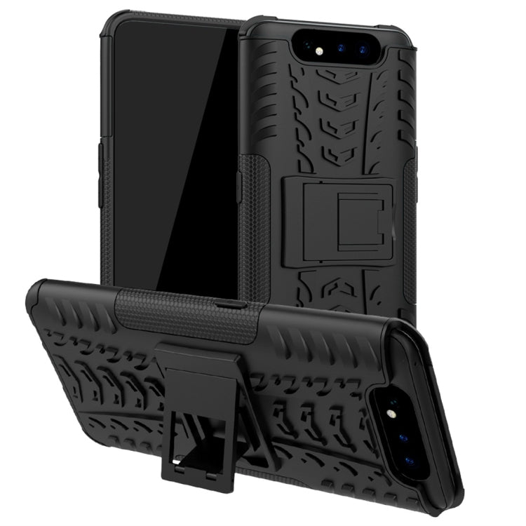 Tire Texture TPU+PC Shockproof Protective Case with Holder for Galaxy A80