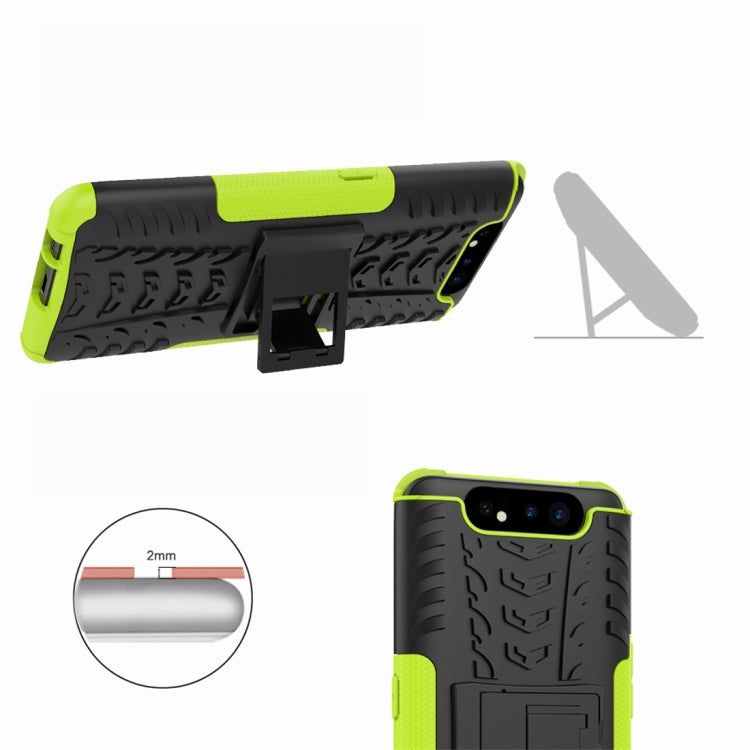 Tire Texture TPU+PC Shockproof Protective Case with Holder for Galaxy A80