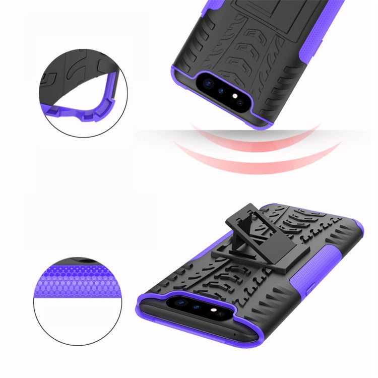 Tire Texture TPU+PC Shockproof Protective Case with Holder for Galaxy A80