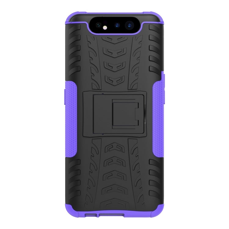 Tire Texture TPU+PC Shockproof Protective Case with Holder for Galaxy A80