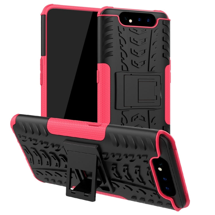 Tire Texture TPU+PC Shockproof Protective Case with Holder for Galaxy A80