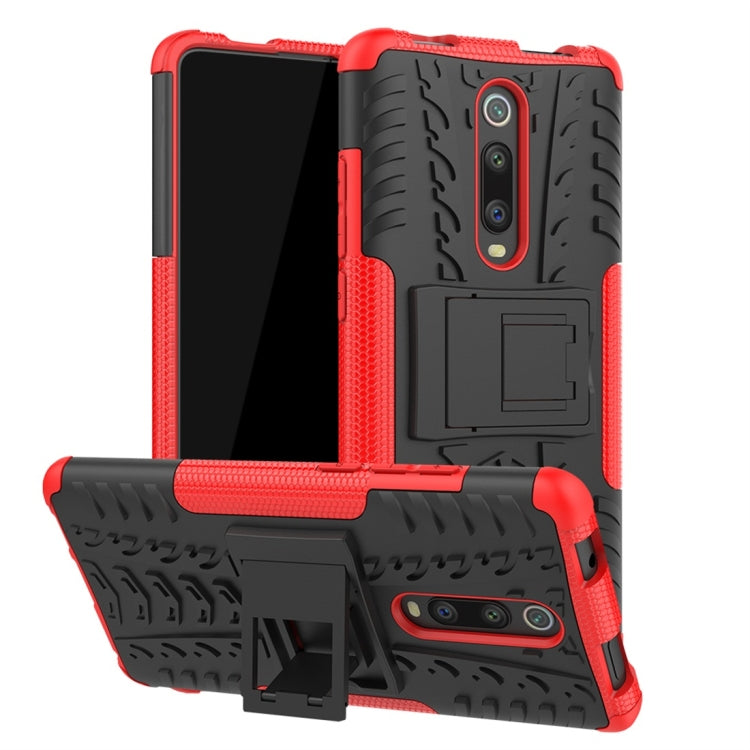 Tire Texture TPU+PC Shockproof Protective Case with Holder for Xiaomi Mi 9T / 9T Pro / Redmi K20 / K20 Pro