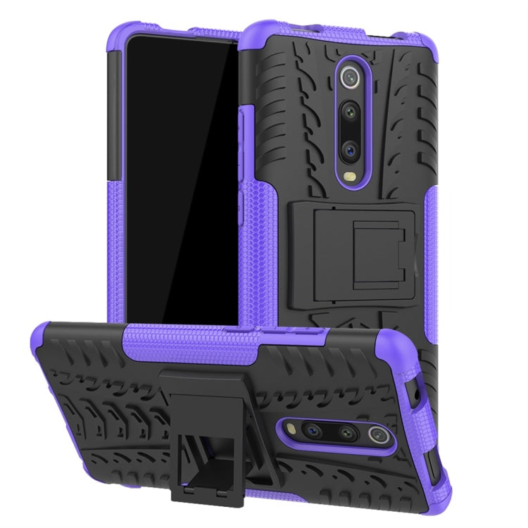 Tire Texture TPU+PC Shockproof Protective Case with Holder for Xiaomi Mi 9T / 9T Pro / Redmi K20 / K20 Pro