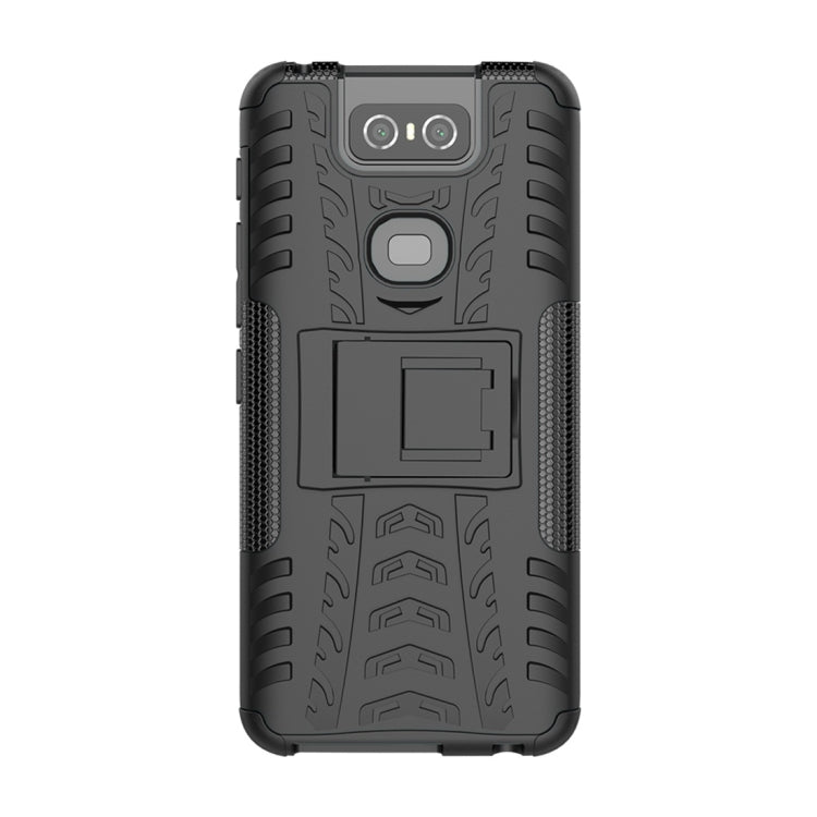 Tire Texture TPU+PC Shockproof Protective Case with Holder for Asus Zenfone 6 ZS630KL