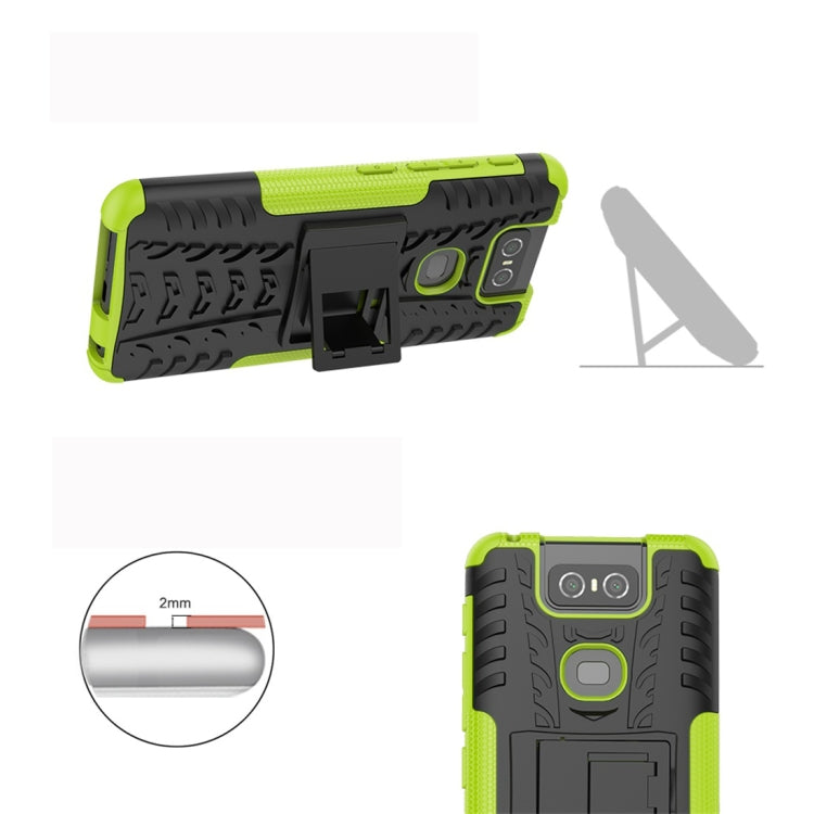 Tire Texture TPU+PC Shockproof Protective Case with Holder for Asus Zenfone 6 ZS630KL