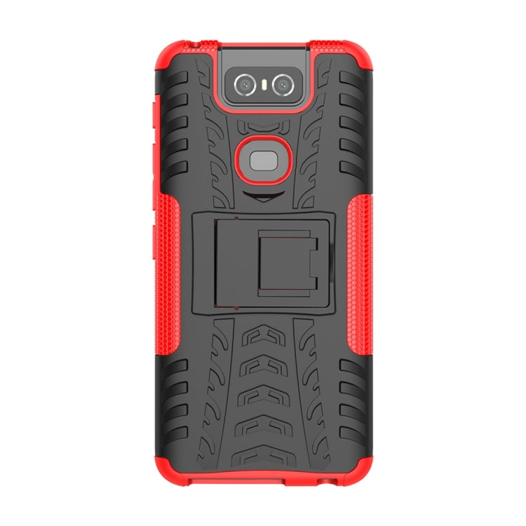 Tire Texture TPU+PC Shockproof Protective Case with Holder for Asus Zenfone 6 ZS630KL
