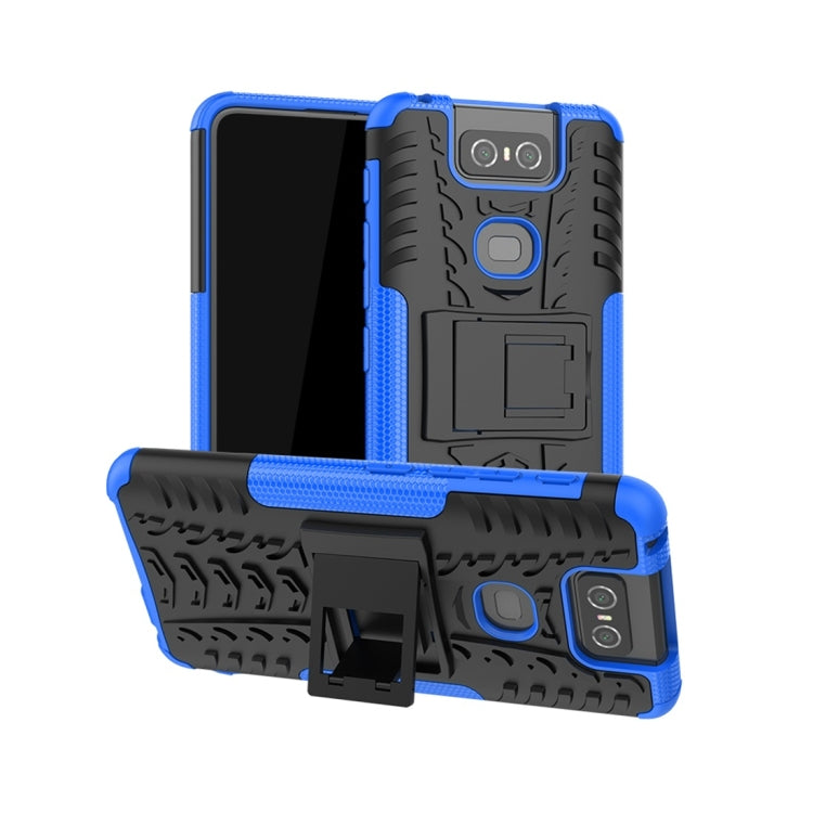 Tire Texture TPU+PC Shockproof Protective Case with Holder for Asus Zenfone 6 ZS630KL