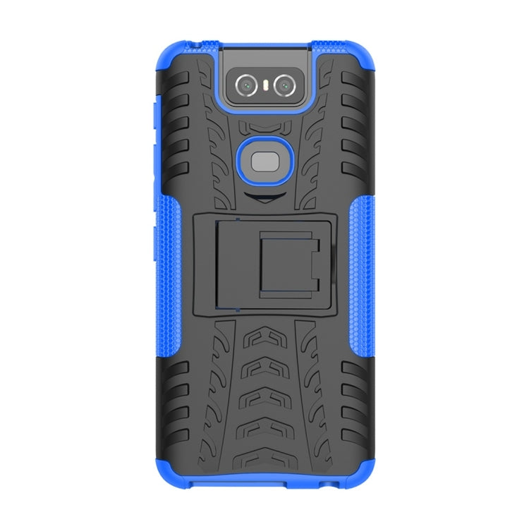 Tire Texture TPU+PC Shockproof Protective Case with Holder for Asus Zenfone 6 ZS630KL
