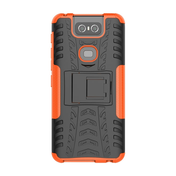 Tire Texture TPU+PC Shockproof Protective Case with Holder for Asus Zenfone 6 ZS630KL