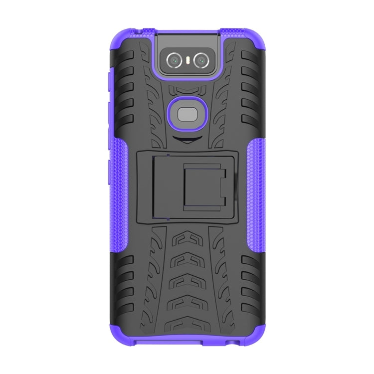 Tire Texture TPU+PC Shockproof Protective Case with Holder for Asus Zenfone 6 ZS630KL