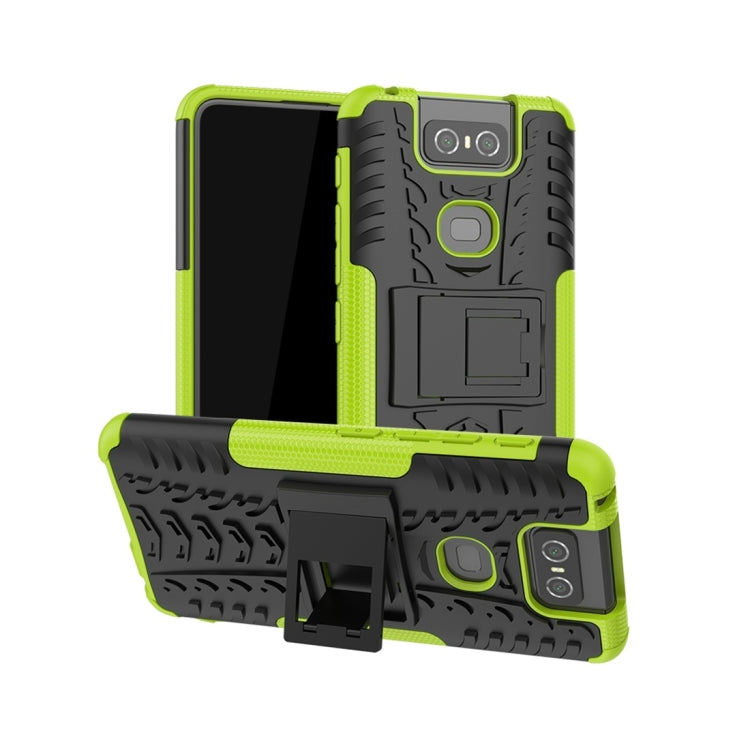 Tire Texture TPU+PC Shockproof Protective Case with Holder for Asus Zenfone 6 ZS630KL
