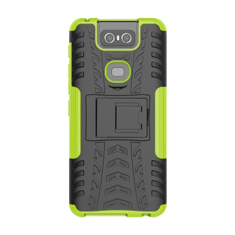 Tire Texture TPU+PC Shockproof Protective Case with Holder for Asus Zenfone 6 ZS630KL