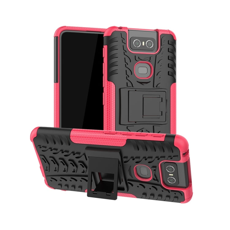 Tire Texture TPU+PC Shockproof Protective Case with Holder for Asus Zenfone 6 ZS630KL