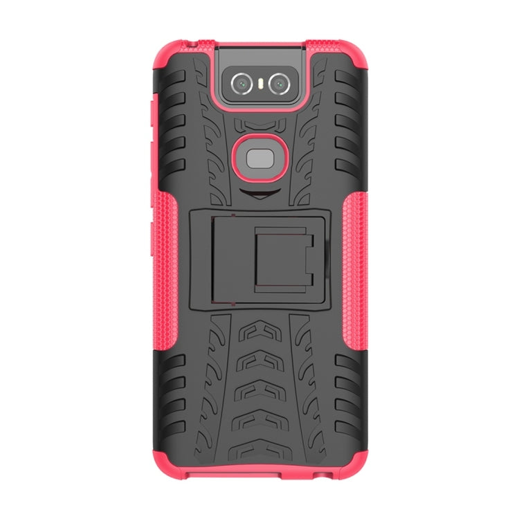 Tire Texture TPU+PC Shockproof Protective Case with Holder for Asus Zenfone 6 ZS630KL