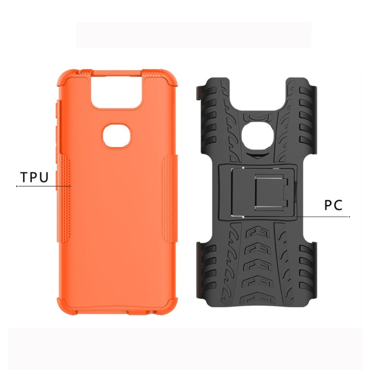 Tire Texture TPU+PC Shockproof Protective Case with Holder for Asus Zenfone 6 ZS630KL