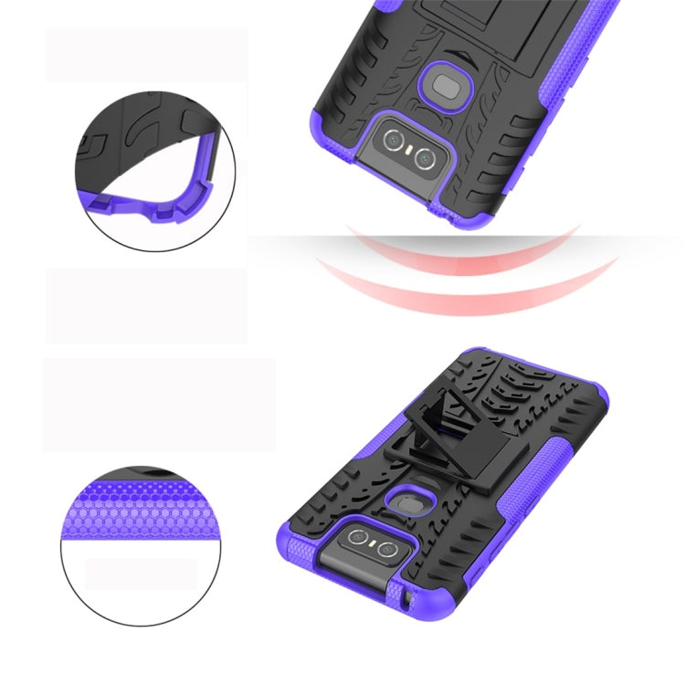 Tire Texture TPU+PC Shockproof Protective Case with Holder for Asus Zenfone 6 ZS630KL