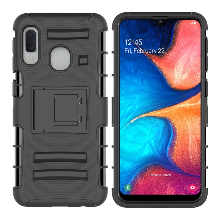 PC + Silicone Back Clip Sliding Sleeve Protective Case with Holder for Galaxy A10e