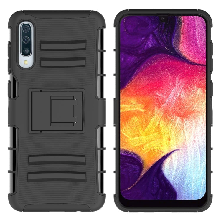 PC + Silicone Back Clip Sliding Sleeve Protective Case with Holder for Galaxy A50