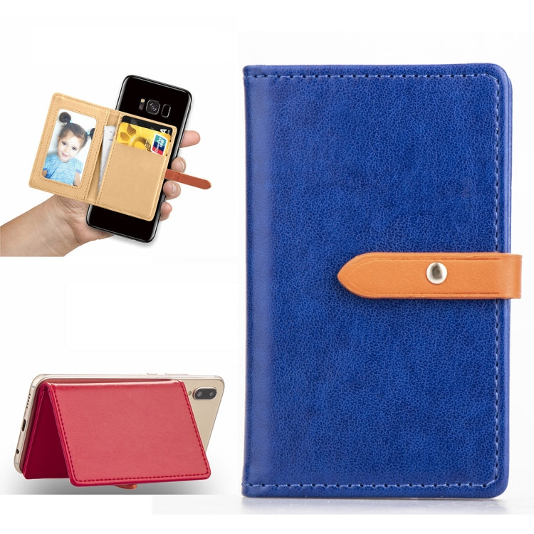 Mobile Phone Universal With Retro Thin Button Pure Color Leather Card Slot & Wallet & Holder & Photo Frame