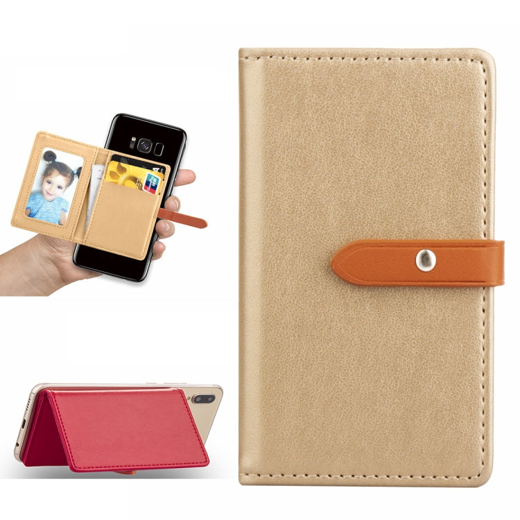 Mobile Phone Universal With Retro Thin Button Pure Color Leather Card Slot & Wallet & Holder & Photo Frame