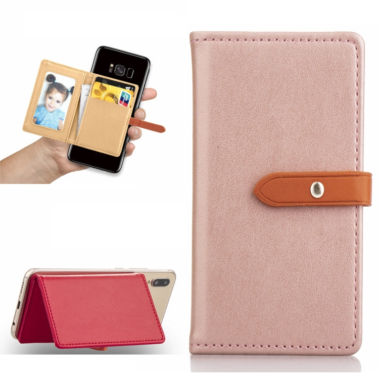 Mobile Phone Universal With Retro Thin Button Pure Color Leather Card Slot & Wallet & Holder & Photo Frame